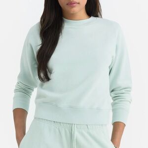 NEW MATE Organic Fleece Shrunken Crew Neck Sweatshirt M Seafoam